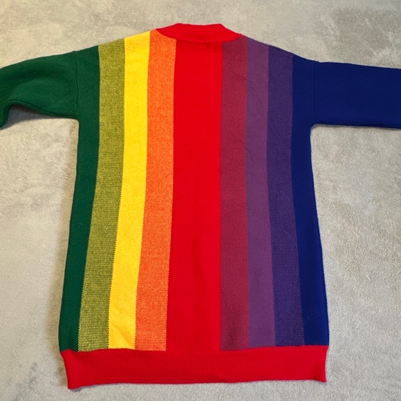 Hot & Delicious Rainbow Stripe Sweater Dress Medium Oversized Knit Pride Boho - Picture 6 of 6